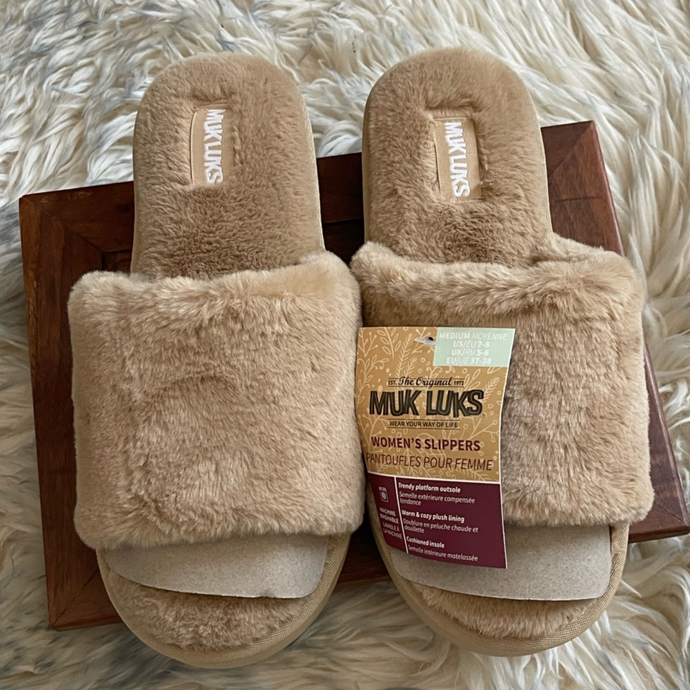 Women's MUK LUKS Platform Slide Slippers Size 7-8